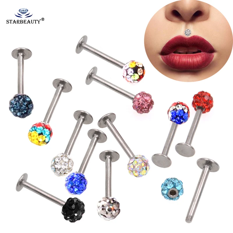

2Pcs Mix Color Steel Lip Piercings Tragus Ear Studs Cartilage Piercings Conch Labret Ring Lip Morne Bars Rings Body Piercings