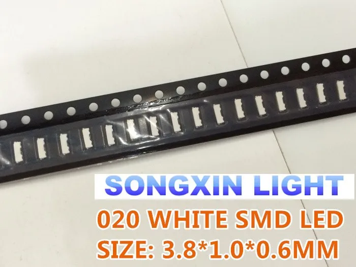 20 шт. 020 белый 3806 3810 вид сбоку SMD/SMT CW 3,8*1,0*0,6 мм 6000-9000K светильник светодиод шарик 020 SMD led белый