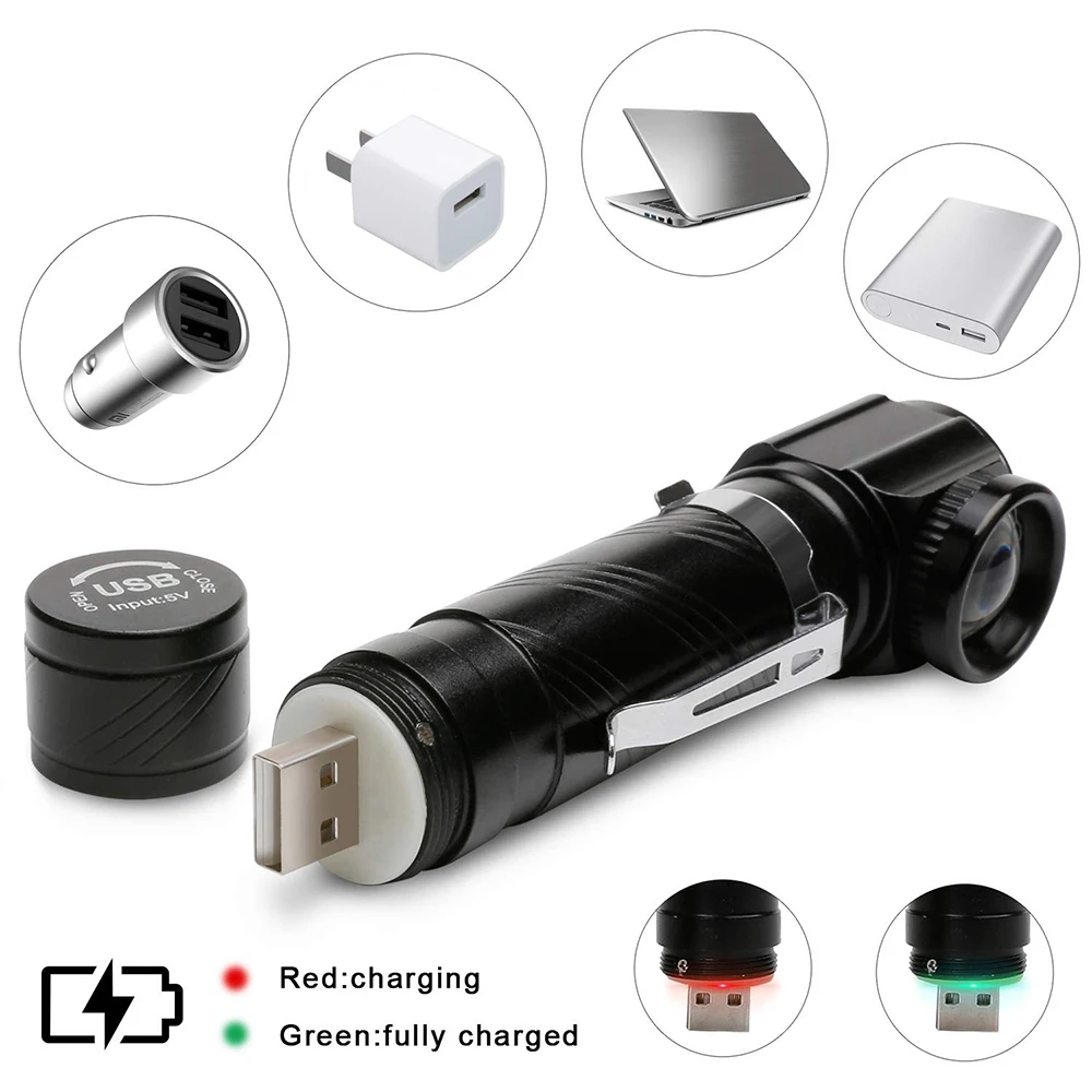 Многофункциональный светодиодный фонарик Встроенный аккумулятор USB зарядка с магнитом для ночной езды ночная рыбалка кемпинг
