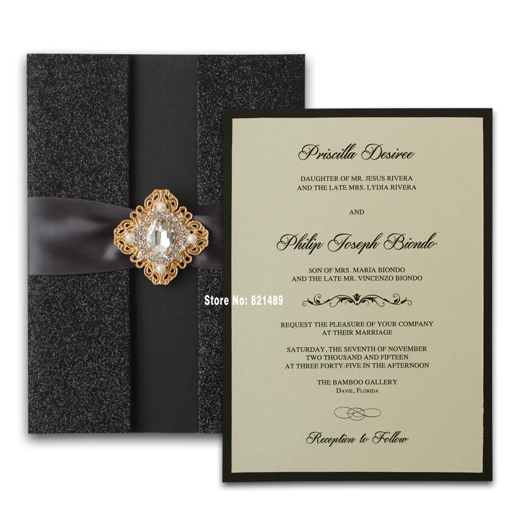  Black Wedding Invitations Shiny Invitation 2016 Luxurious Wedding Invitation Card - Set of 30 - 32654550083