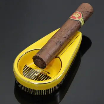 

NEW COHIBA Yellow Small Mini Size Ceramic Cigar Travel Ashtray