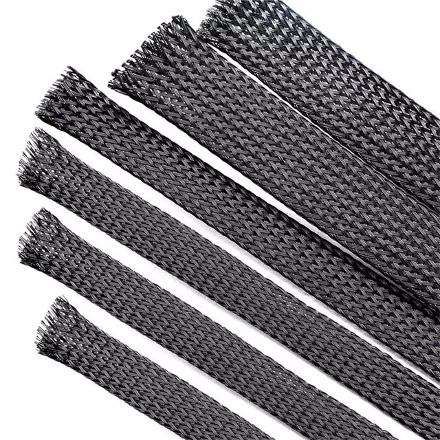 30ft длина-" = 25,4 мм черный-Flexo PET расширяемый плетеный рукав для шнура для кабеля защитный кабель носки