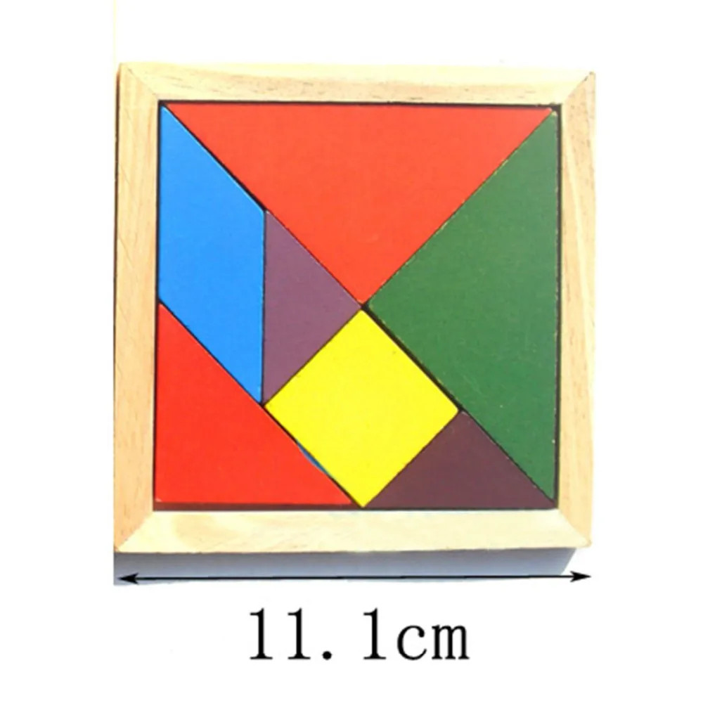 Surwish Деревянный Tangram 7 частей головоломки красочный квадрат IQ игра головоломка Интеллектуальные развивающие головоломки для детей