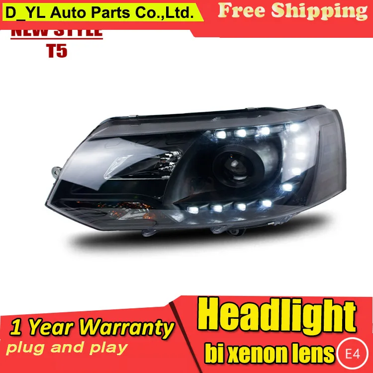 D_YL Car Styling Headlights 2010 2014 VW T5 LED Headlight DRL Lens