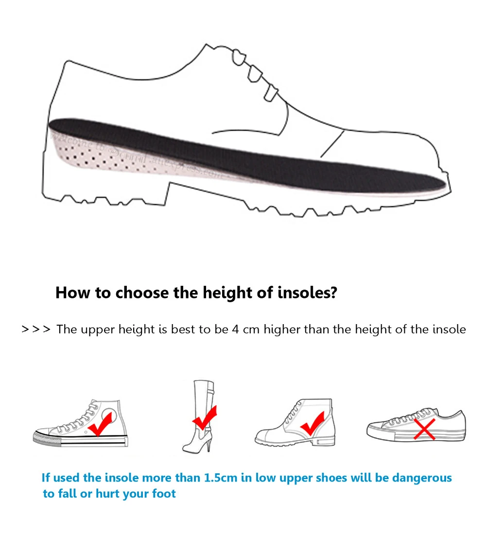 Soumit Для мужчин Для женщин Высота Увеличение запоминающие стельки из пенки Air подъемная стелька подушки Пятки вкладыши Lift внутренняя
