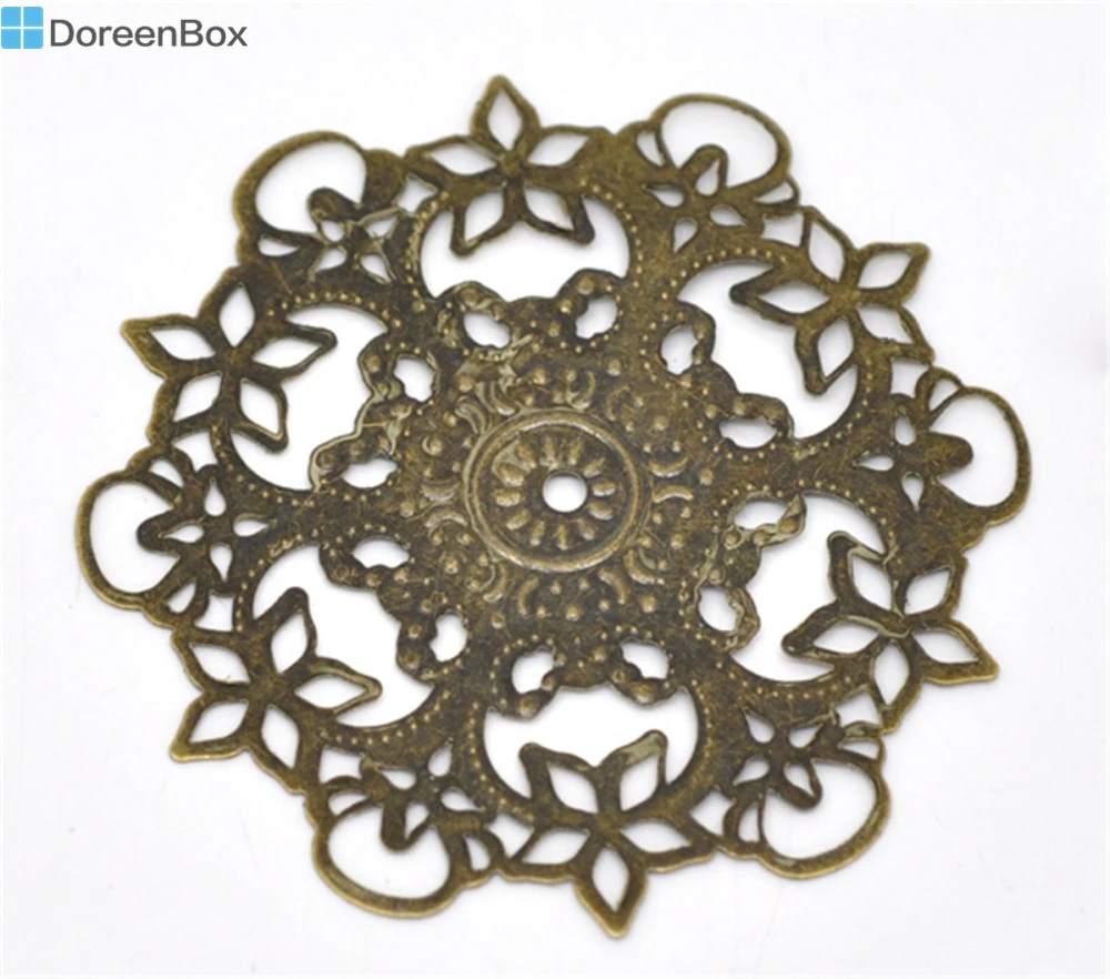 Doreen Box Симпатичные 20 бронзовый тон филигранные цветочные обертки разъемы 55 мм