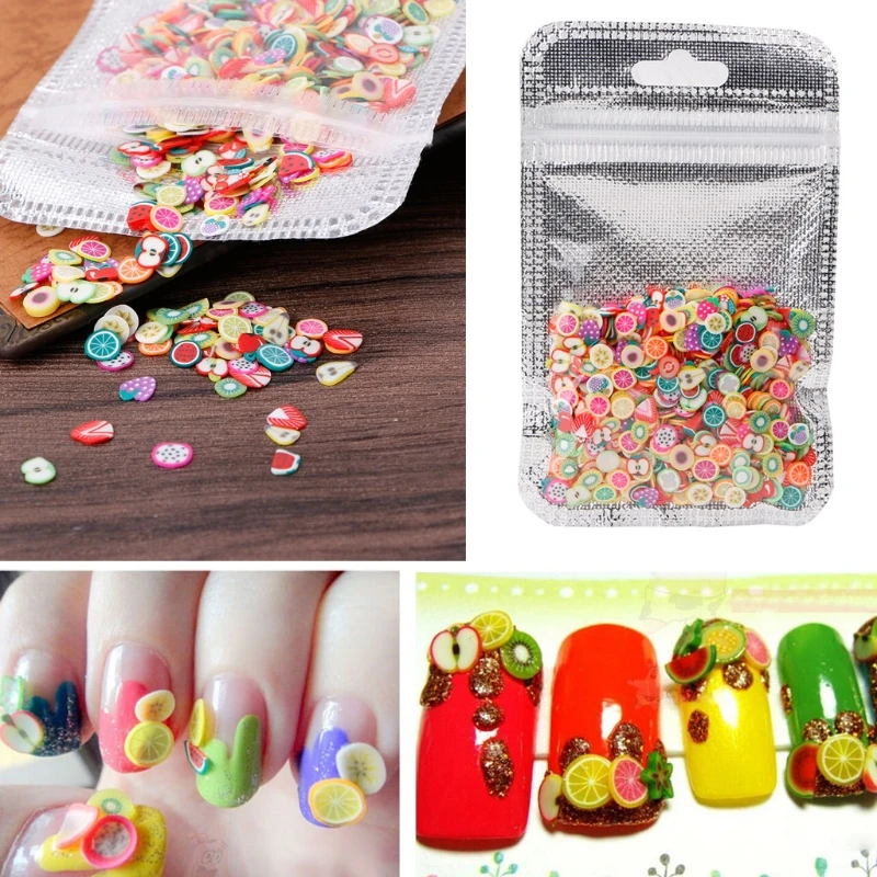 

1000PCS/Bag 3D Fruit Fur Shape Polymer Clay DIY Nail Art Tip Sticker Decoration Hot SALE