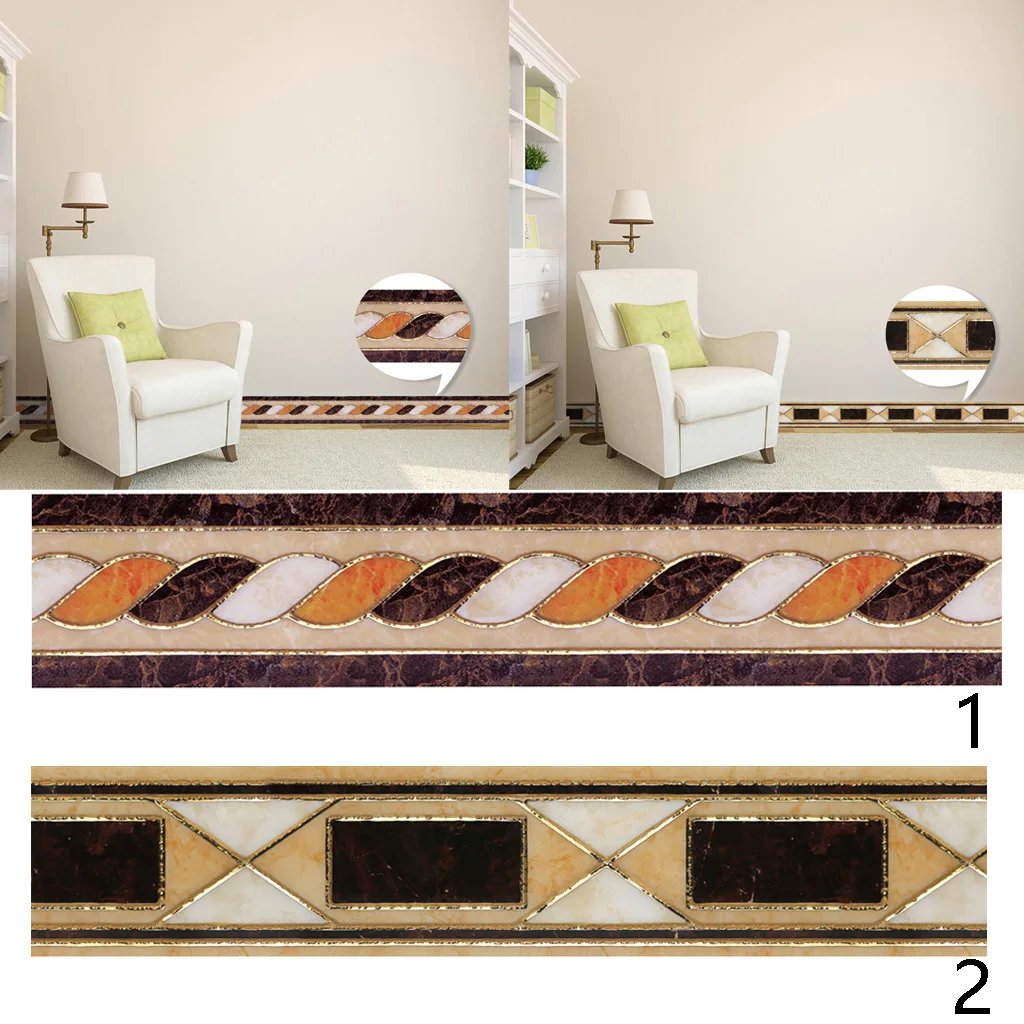 2 Styles Available PVC Oil Proof Kitchen Waist Line Sticker Gold Foil Vinyl Mural Self Adhesive