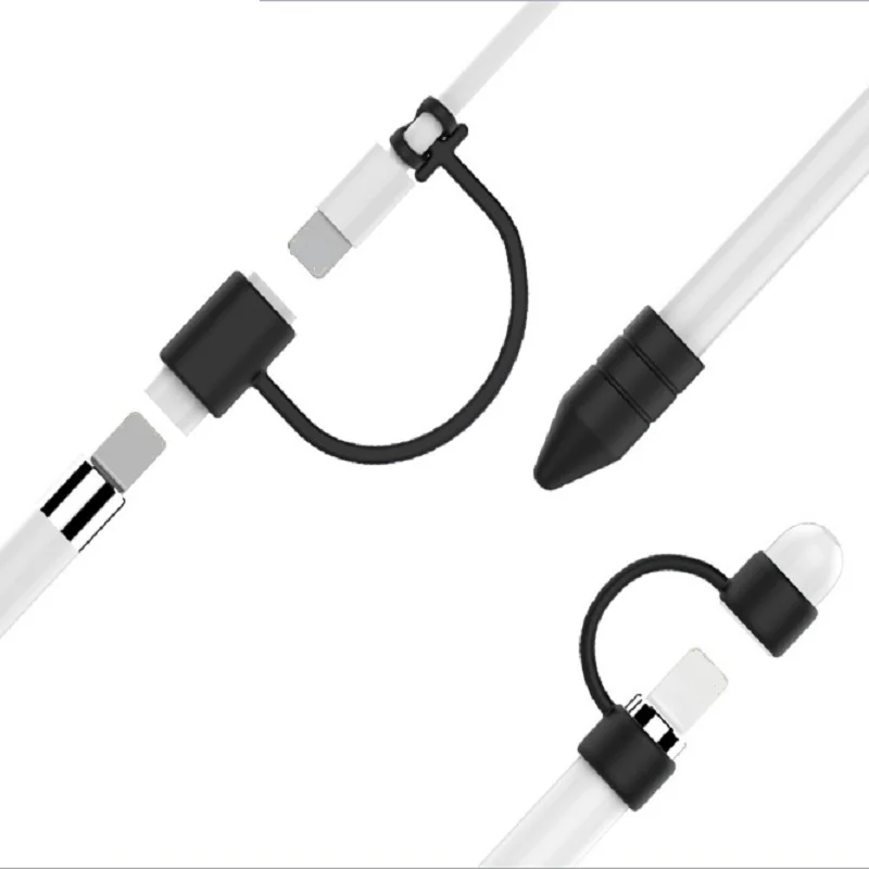 Мягкий силиконовый чехол-держатель для Apple Pencil cap с адаптером для кабеля, ремешок для iPad Pencil Nib Cover Tablet Touch Pen Kit