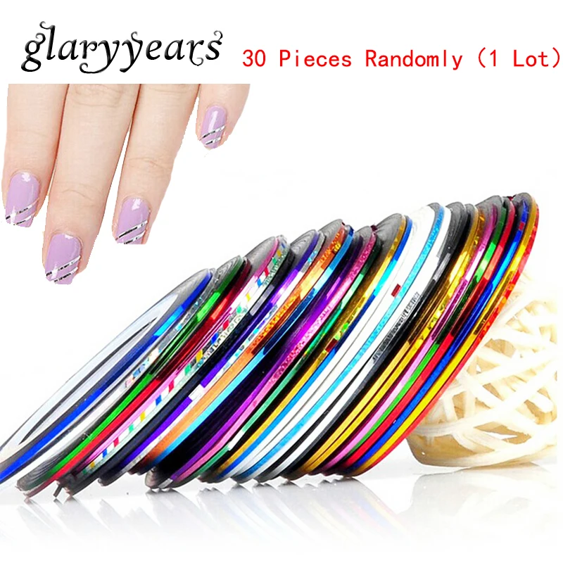30 Pcs Nail Art Striping Roll Tape Line Brandverto Lightbox