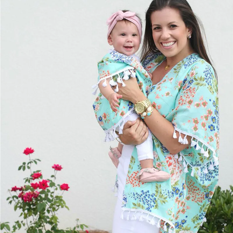 

ZOGAA 2019 Leisure Printed Leaf-fringed Top for Parents and Children Family Matching Clothes Matching Family Outfits