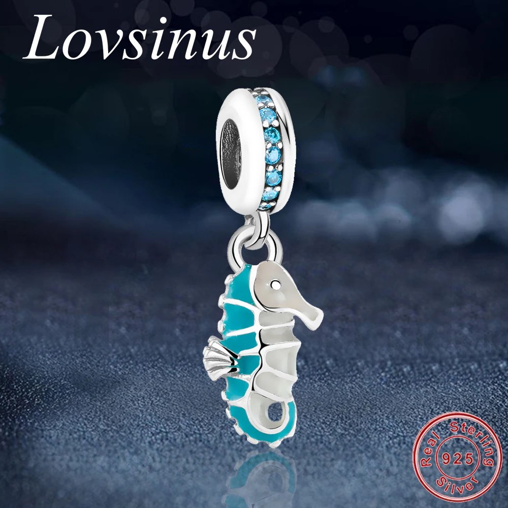 

Hot Sale Fit Original pandora Charms Bracelets 925 Sterling Silver Sea Horse Bead Breloques Necklace Pendant Kralen Berloque DIY