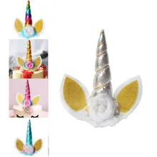 Животные украшение для торта ко дню рождения Рог уши и цветы набор вечерние Детские ручной работы украшение для торта ко дню рождения