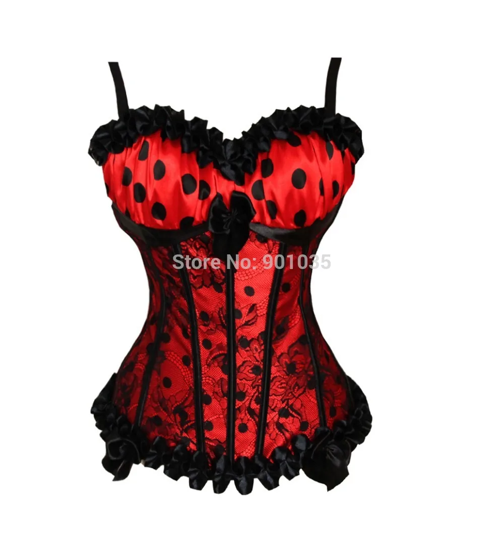 

Free shipping 1296 *SALE* Sexy Red & Black Polka Dot Overbust Corset Basque *REDUCED TO CLEAR*