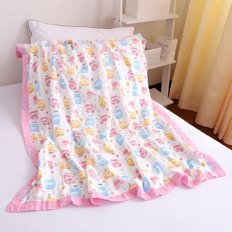 Summer Baby Blanket Infant Bebe Four-layer Cotton Gauze Bamboo Fiber Kids Blanket For Newborn Baby Swaddling Bath Towel Wrap - Цвет: C