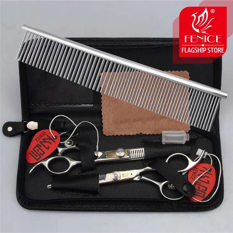 Fenice Professional 6.0 inch pet dog grooming scissors set cutting + thinning shears thinning rate about 25%-30% dog grooming scissors,dog grooming scissors kit