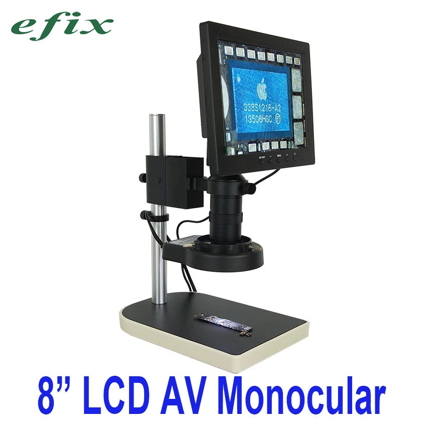 Efix 2MP " ТВ AV ЖК-монитор цифровая камера Лупа микроскоп+ светодиодный светильник подставка для объектива Ремонт телефона BGA чип IC Инструменты для пайки