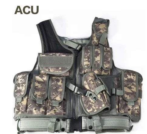 Полицейские военные тактический жилет Wargame Body Armor спортивная одежда Molle assaft Airsoft Жилет для пейнтбола разгрузочный жилет с кобурой - Цвет: ACU