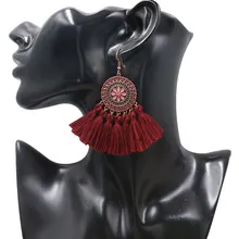 

The new 2019 exaggeratedfashion retrosunfloweratmospheric long tassels woman earrings big earrings with thegeometryof zinc alloy