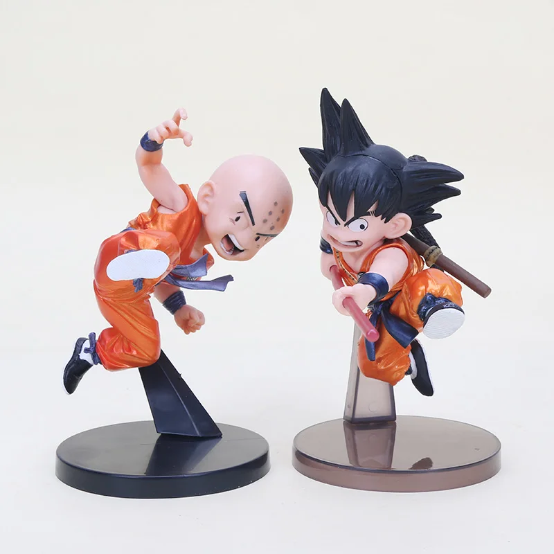 2 шт. Dragon Ball Z Son Goku& Krillin Dragonball saiyan Kuririn фигурки монахов с качающейся головкой держатель телефона украшение автомобиля игрушка - Цвет: 2483 metallic 13cm