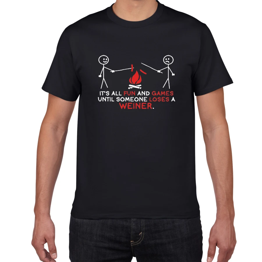 Забавная футболка с надписью «Все развлечения и игры, пока кто-то не потеряет вейнера», крутая Мужская футболка для походов на открытом воздухе, homme, хлопковые свободные мужские топы