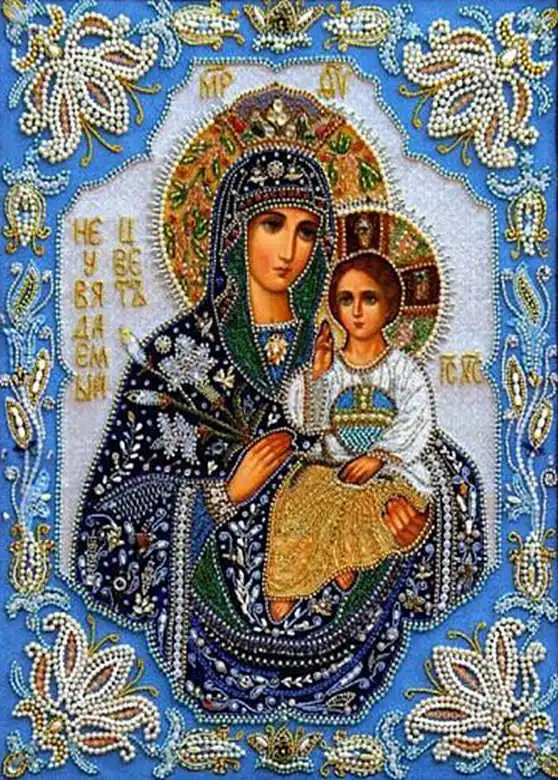 Алмазная вышивка RUBOS Icons Holy Mother, религиозное изображение, 3D алмазная живопись, мозаика 5D, стразы из кристального стекла, наборы - Цвет: 9792