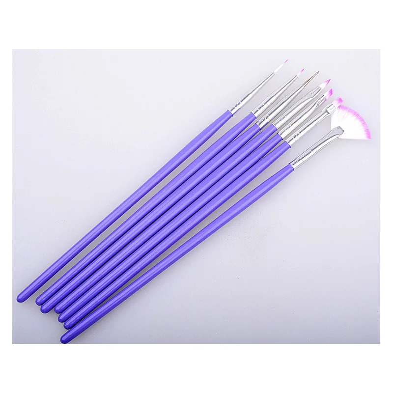 

7PCS/Set Nail Art Brush Pen Dotting Painting Drawing Fan Line Builder Design Polish Gel UV Tips Decoration Manicure Tools Beauty