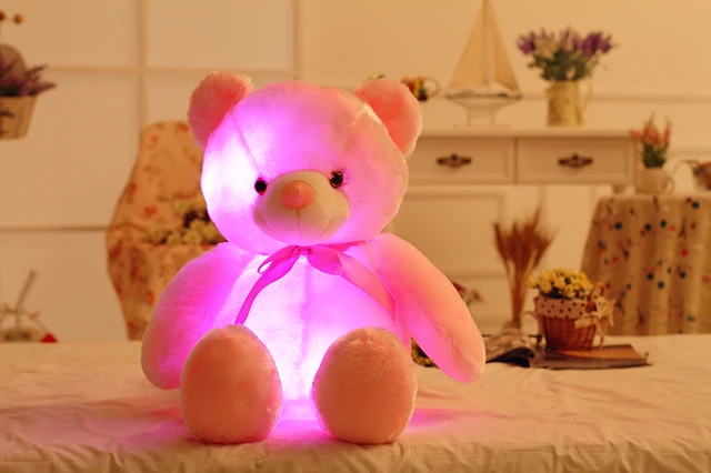 igloofy Light Up Teddy Bear Stuffed Animal - Colorful Glowing Plush - Comfy LED Soft Gift for Her, Baby Toys, Plushie Cuddly & Portable Size 9.5