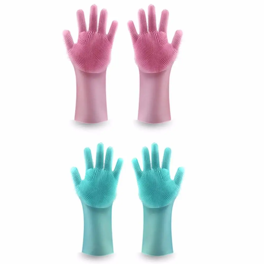 

New Silicone Dishes Gloves with Cleaning Brush Kitchen Wash Housekeeping Washing Gloves 100% Food Grade Dishwashing Dishwasher