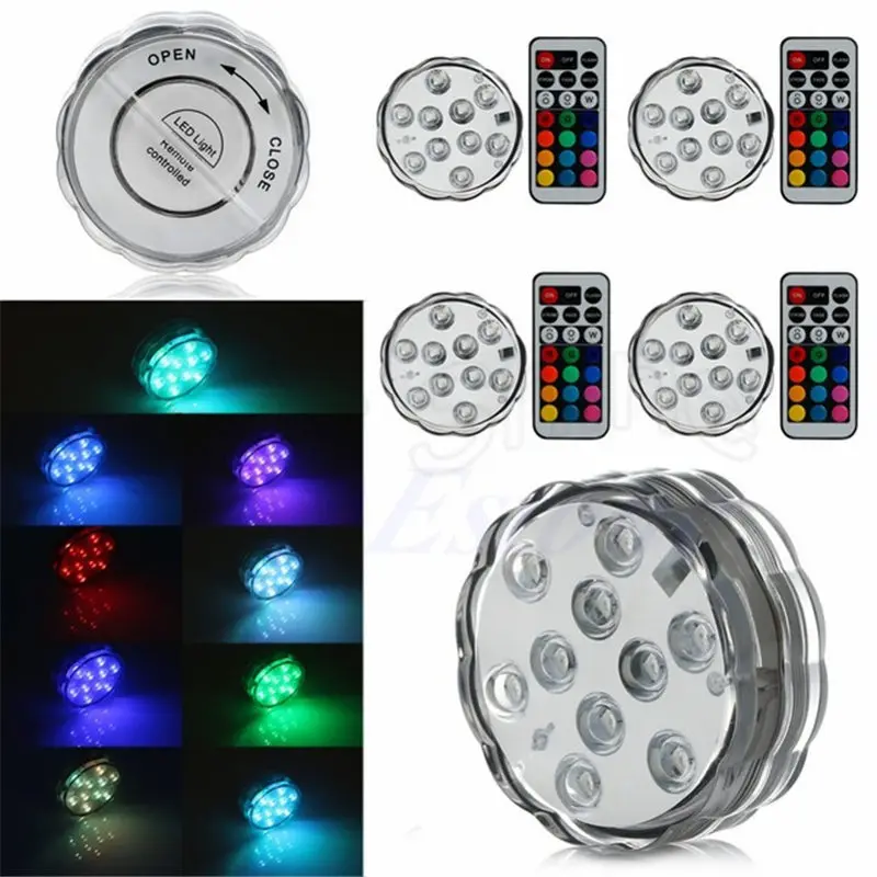 

4x Remote Control Submersible Waterproof LED Table Lights Wedding Party Christmas Decoration Hookah Shisha Halloween Vase Indoor
