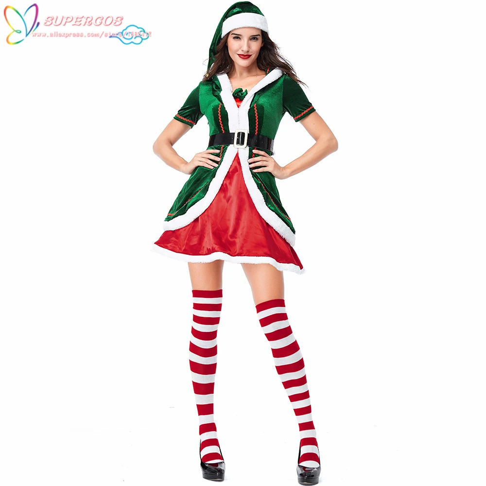 

Christmas new green elf dress suit party role playing cosplay performance costume,Perfect Custom For you!