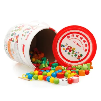 

Bead string toy digital alphabet city traffic barreled children string beads to wear line puzzle toys