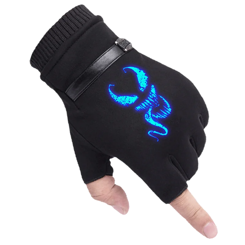 

Winter Short Half Finger Cycling Gloves Sports Bicycle MTB Bikes Gloves soft material Blue luminous Bike Luva Mitten for Sale