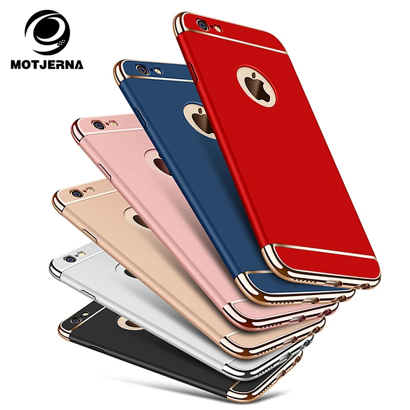

Motjerna Phone Case For iPhone 8 X 7 6 6S Plus 5 5S SE 3 in 1 Back Cover For iPhone 8 X 7 6 6S Plus 5 5S SE Plating Phone Case