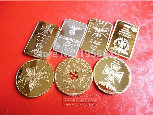 

WW2 Germany coin collection 1 sets MIX 7 pcs/lot GOLD plated German coin collection set free shipping