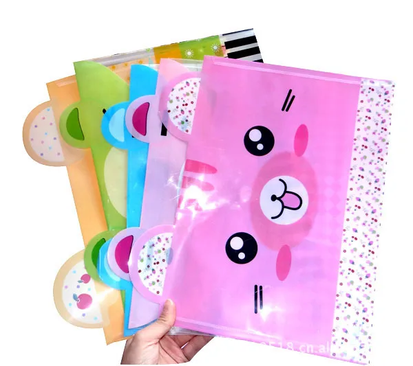 

Student Stationery Cartoon Lovely Multicolor File Bag A4 Transparent File Bag Creative Information Bag