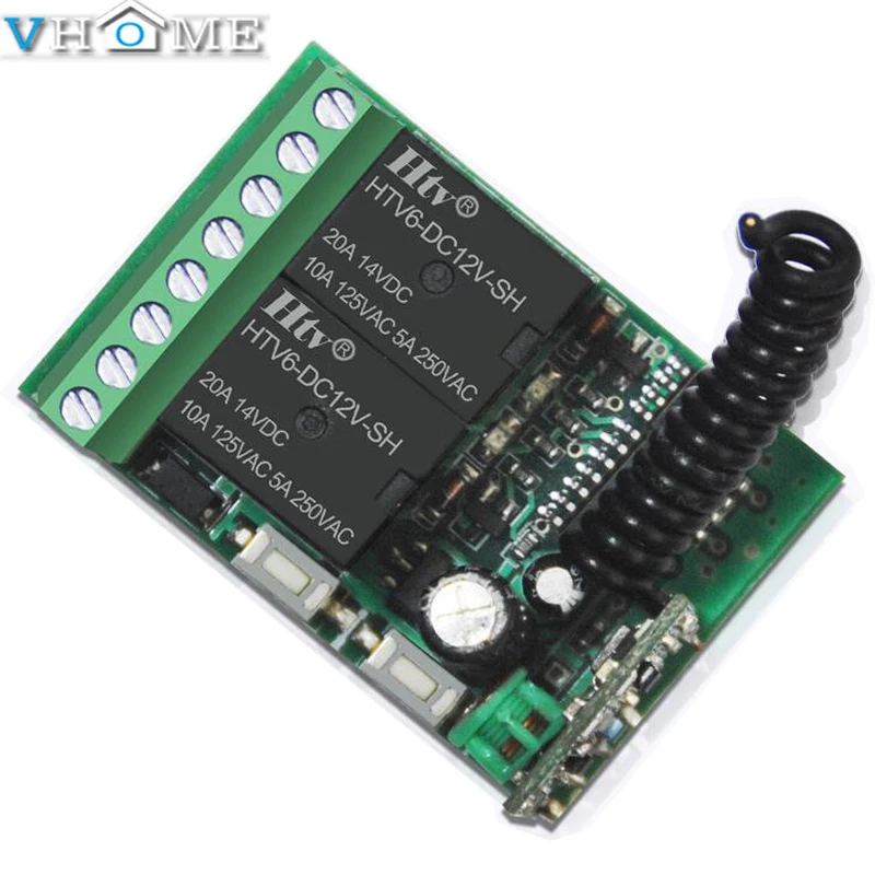 

Vhome Wireless learning switch controller 1pcs 2CH DC 12V 2 CH 315MHz/433MHz Relay Receiver Module Wide range of applications