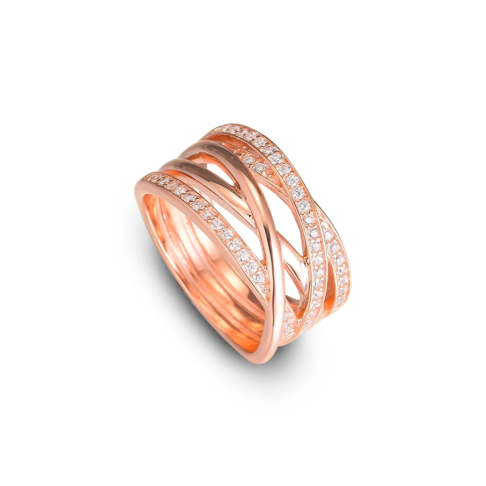 

Rose Rings 100% 925 Sterling Silver Jewelry with Clear CZ Free Shipping