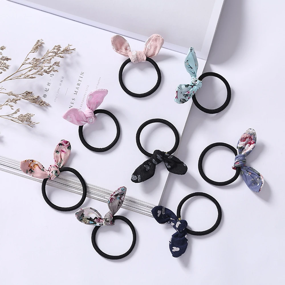 

1PC Cute Bowknot Elastic Hair Bands Rabbit Ear Hair Accessories Hair Tie Gum Women Rubber Band Girls Ponytail Holder Headwear