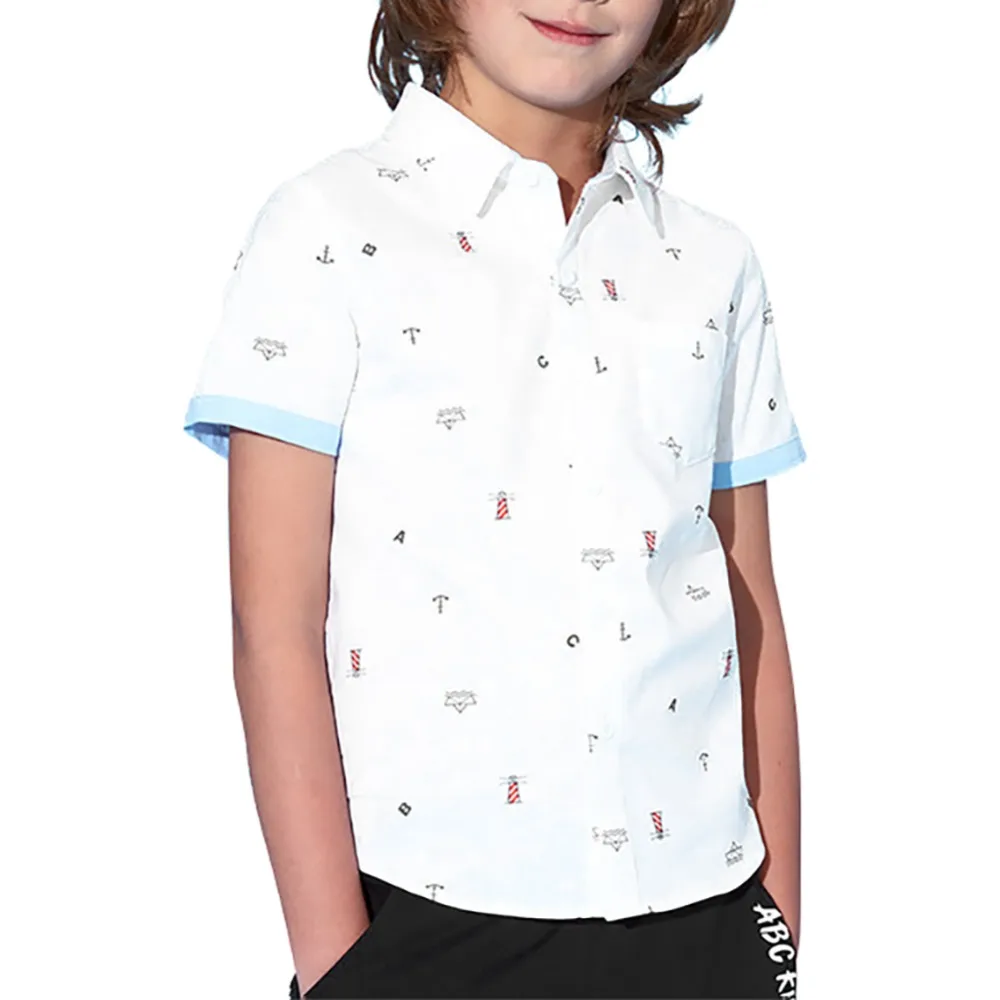 

ABCKIDS Children Boys Summer Cotton Print White Shirt Tops Blouse Short Sleeve Casual kids casual boy t-shirt