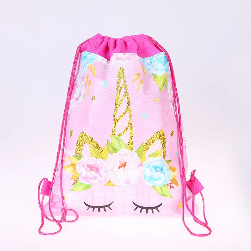 5/10/20/30Pcs Unicorn Drawstring bag for Girls Travel Storage Package Cartoon School Backpacks Children Birthday Party Favors