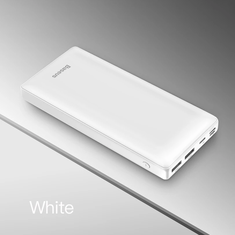 White Power Bank Baseus 30000 мАч Внешний аккумулятор PD USB C Быстрая зарядка внешний аккумулятор для iPhone11 samsung huawei type C портативное зарядное устройство Внешний аккумулятор - Цвет: White Power Bank
