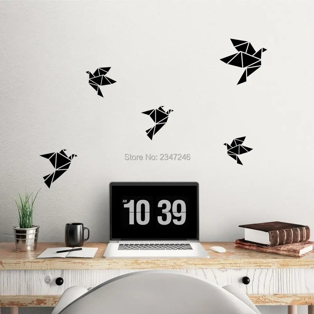 3D effect Bird Geometric Pattern Wall Decal Decorative Vinyl Art Mural