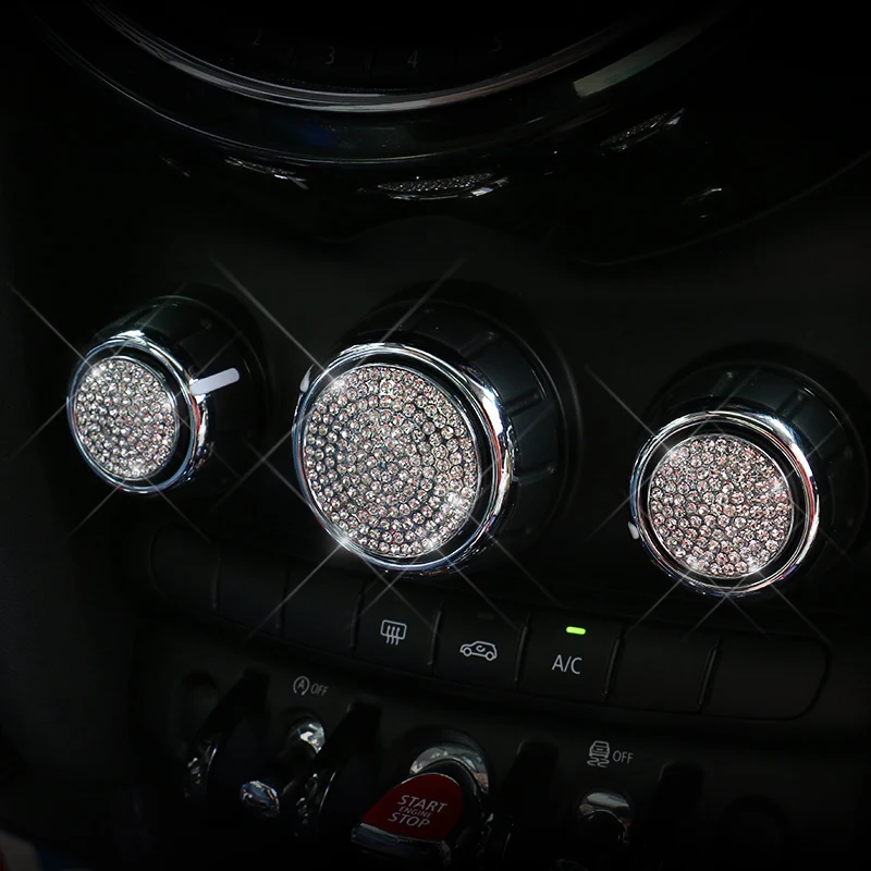 Красивый Стайлинг интерьера автомобиля AC Audio медиа Ручка Наклейка кристаллы