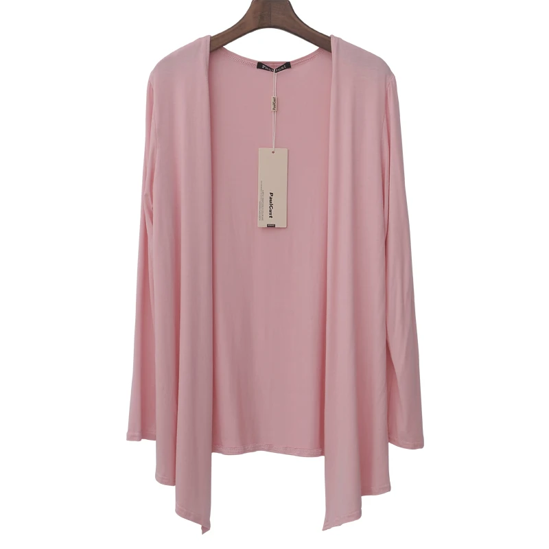 Makuluya Женская милая одноцветная Модальная женская верхняя одежда короткие свитера женские повседневные кардиганы с длинным рукавом пальто размера плюс L6 - Цвет: Pointed Hem Pink