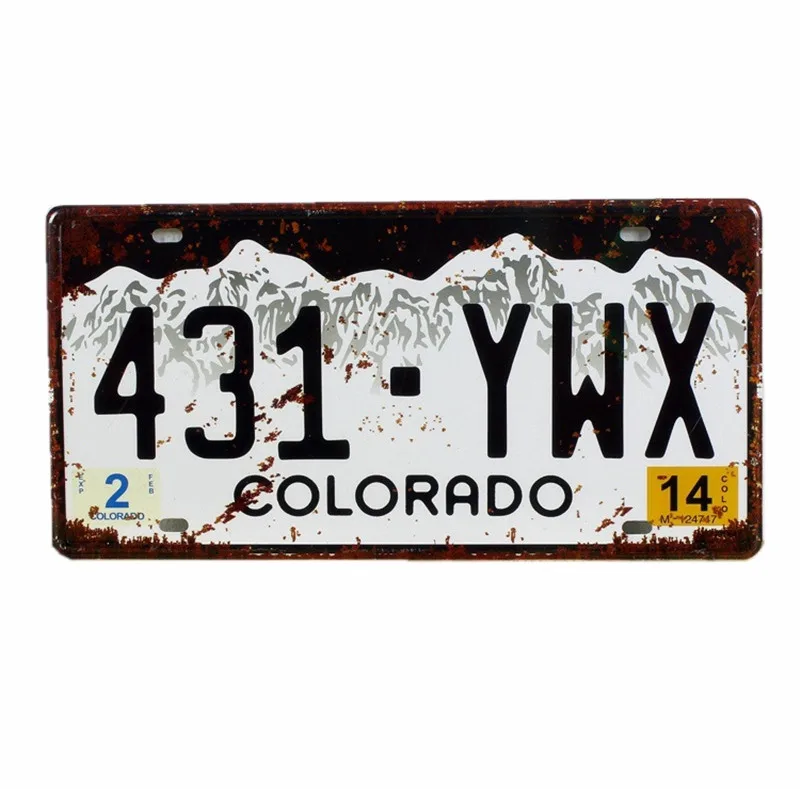 Colorado Florida винтажный номер для гаража, номерного знака, металлическая жестяная вывеска, настенная живопись, грузовик, железное ремесло, домашний бар, декор N074 - Цвет: 9