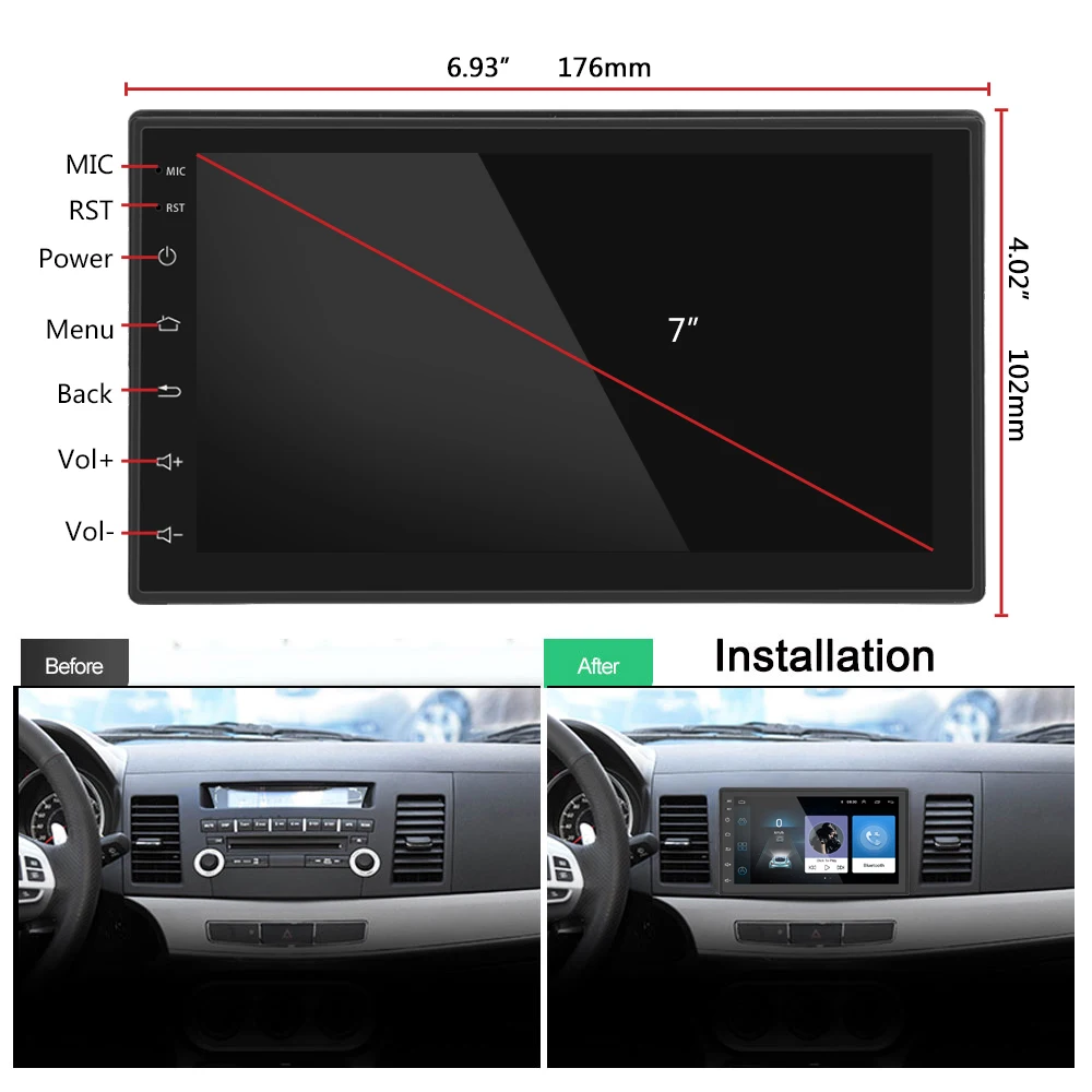 Автомобильный gps навигационное устройство 2 DIN Android 8,1 Wi-Fi gps навигатор 7 дюймов Full HD емкостный Сенсорный экран 4 ядра аудио FM радио