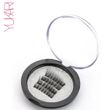 

YUKARI 4 PCS whole three Magnetic false Eyelashes make up 3D Semi-Hand Made makeup cilios magneticos EyeLash Natural Mink Soft