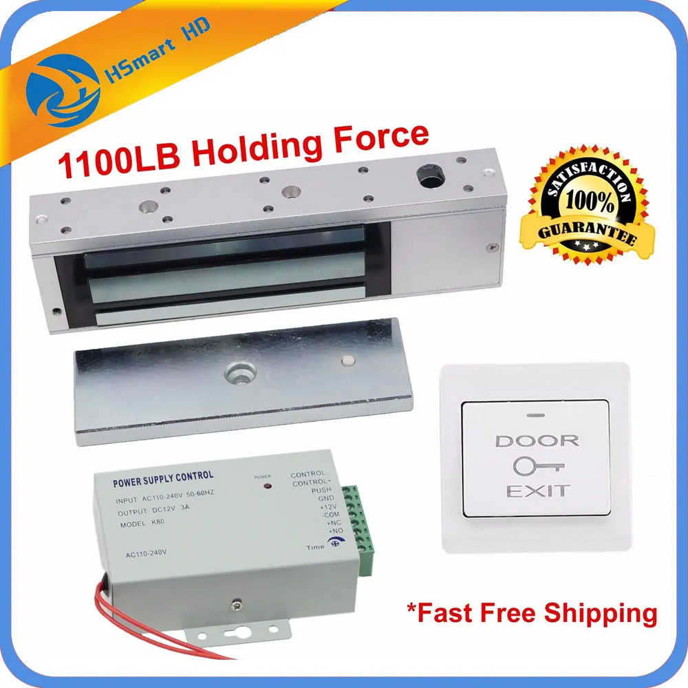 

New Hot Home Security Door Entry System Mag Lock 1200lbs Kit Power Supply 110-220V For Video Door Phone Doorbell Intercom system