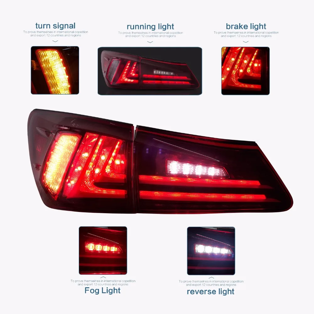Vland хвост светильник подходит для Lexus IS250/IS350 светодиодные задние светильник 2006 2007 2008 2009 2010 2011 2012 сзади светильник с красными стеклами